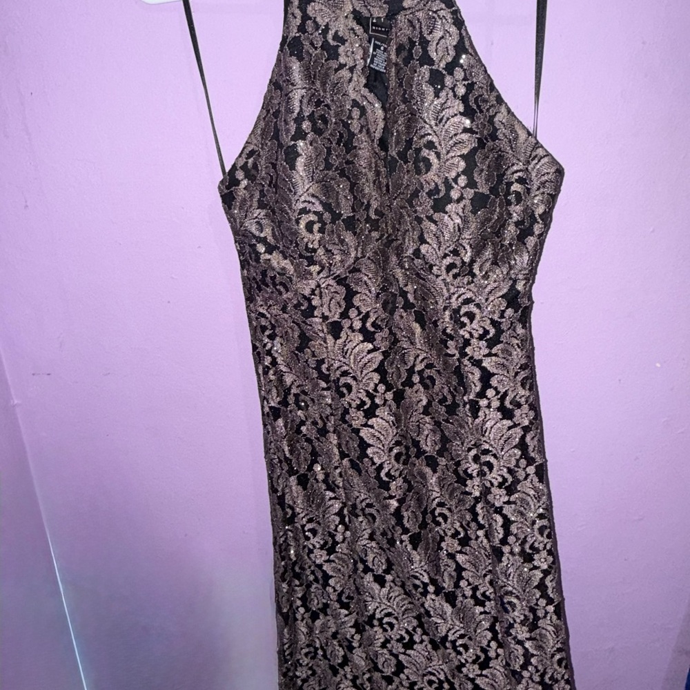 Elegant Black and Gold Lace Dress